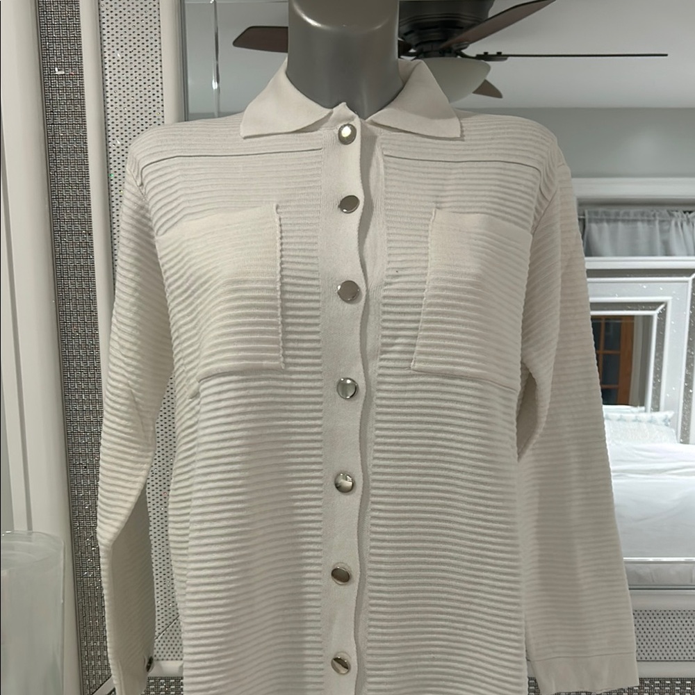 Chic White Button-Up Cardigan